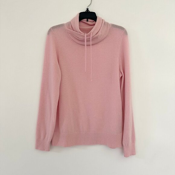 LL Bean 100% Cashmere Pink Pullover Sweater Womens Size Medium Funnel Neck Knit - Picture 1 of 9